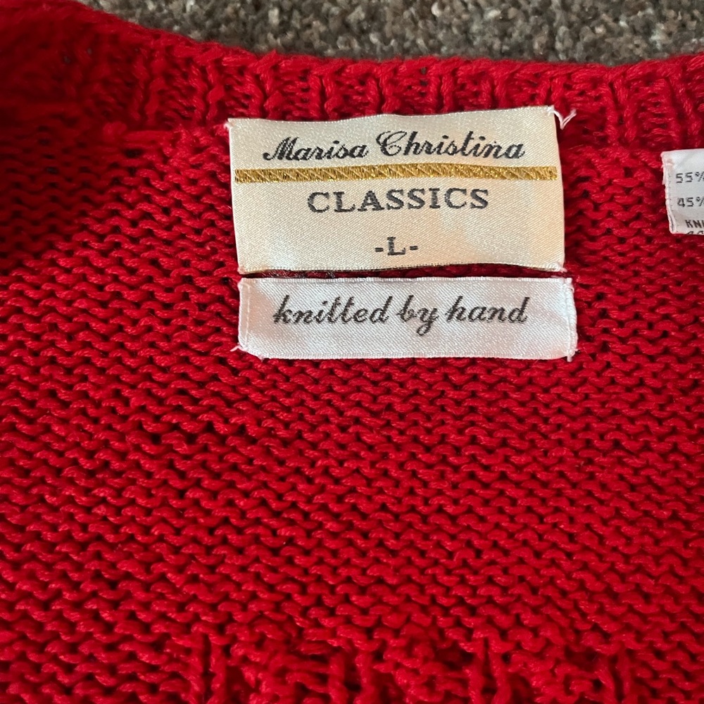 Hand Knit vintage Marisa Christina ants marching picnic sweater - size large - Picture 2 of 10